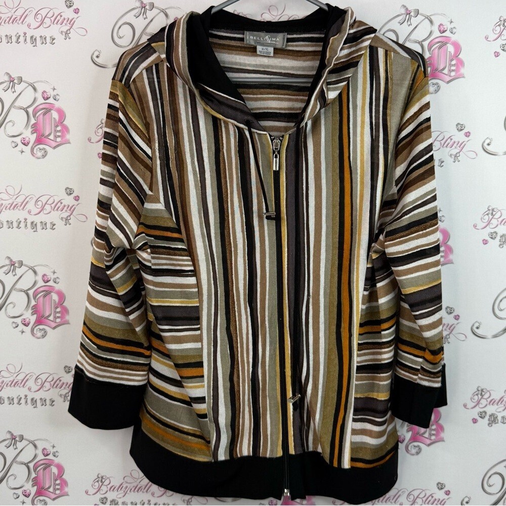 Bellissima sweater hoodie Striped Women's Hoodie - Black, Brown, Cream, Gold